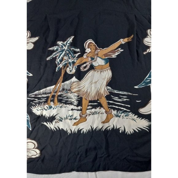 Baik Baik Honolulu Hawaiian Retro Shirt Black Size Small Hula Girl - Picture 9 of 11